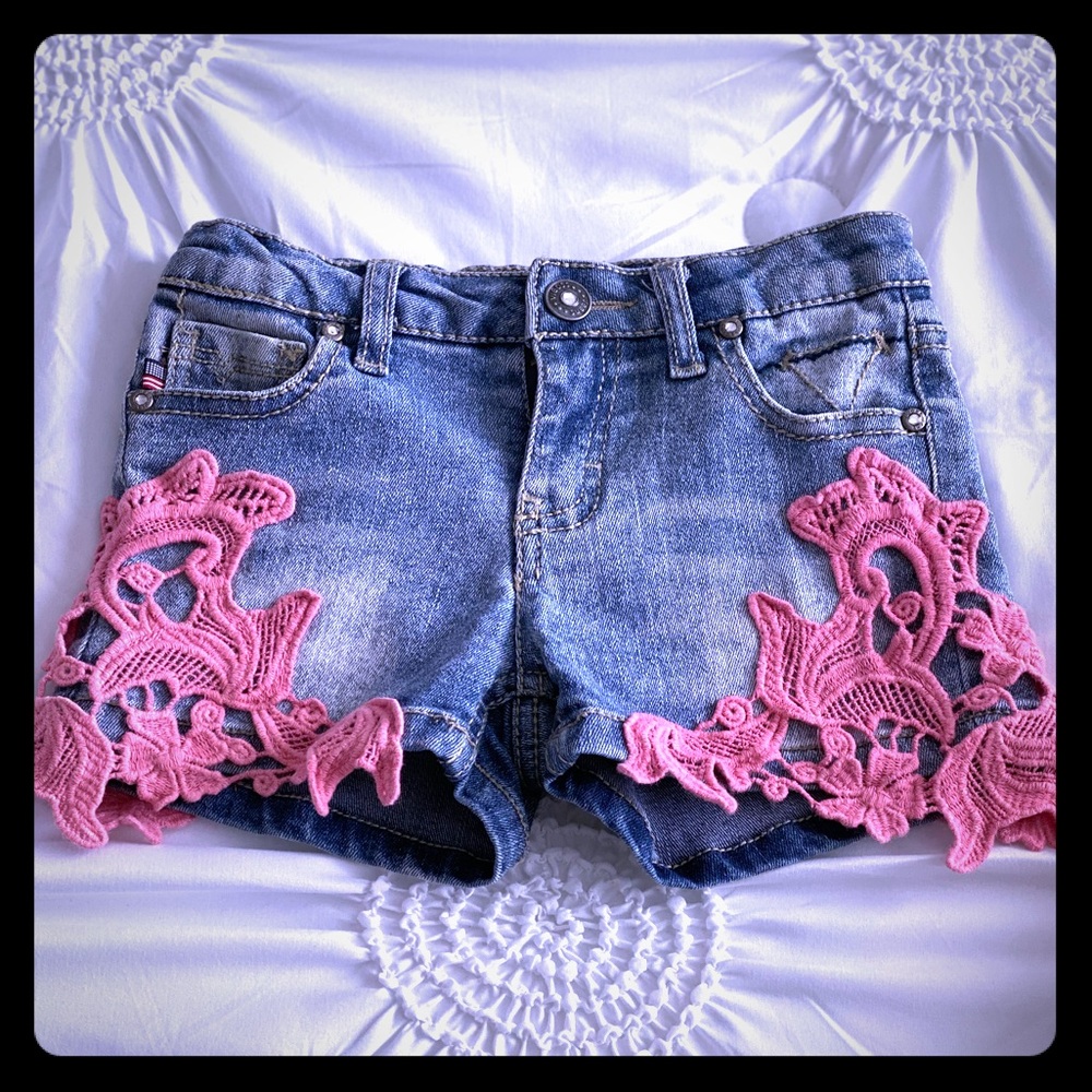 Vigors Girls Lace Crochet Adjustable Waist Shorts